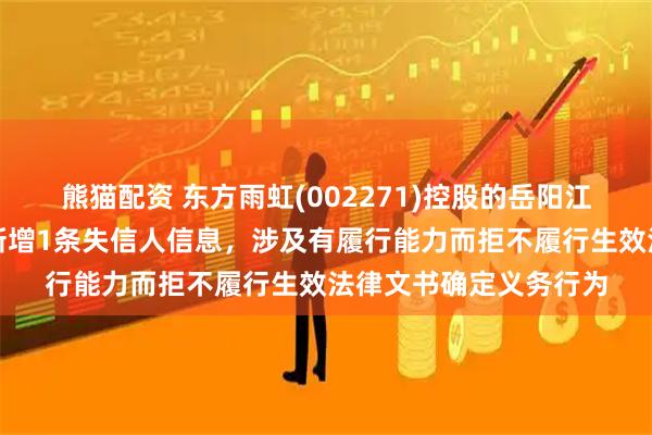 熊猫配资 东方雨虹(002271)控股的岳阳江南广德置业有限公司新增1条失信人信息，涉及有履行能力而拒不履行生效法律文书确定义务行为