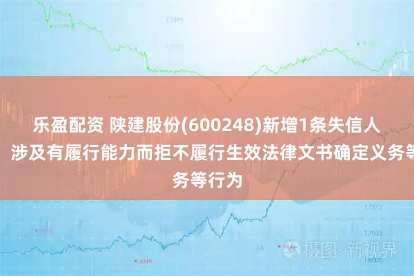 乐盈配资 陕建股份(600248)新增1条失信人信息，涉及有履行能力而拒不履行生效法律文书确定义务等行为