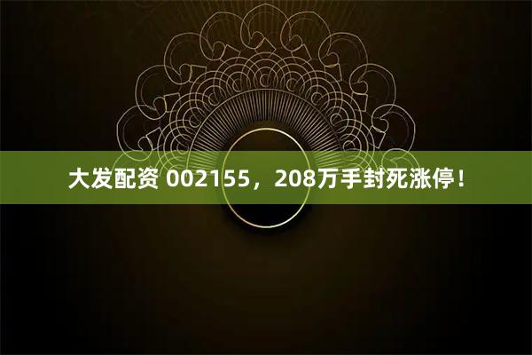 大发配资 002155，208万手封死涨停！