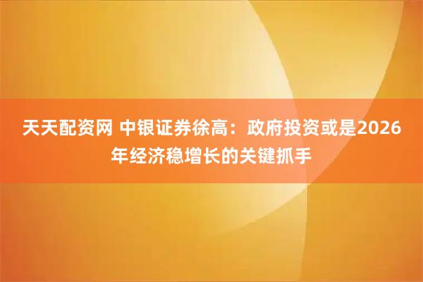天天配资网 中银证券徐高：政府投资或是2026年经济稳增长的关键抓手
